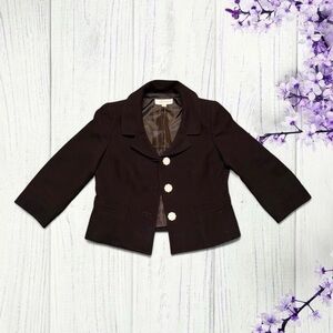 80s true vintage Suit Studio black crop blazer/jacket with white floral buttons